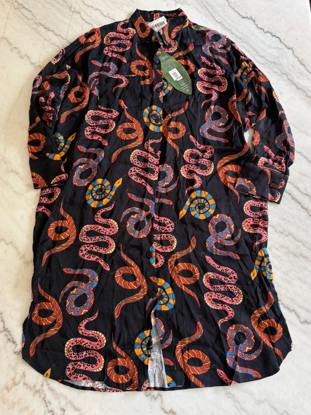 NWT FARM Rio Black Snake Maxi Shirt - Medium - Picture 4 of 7